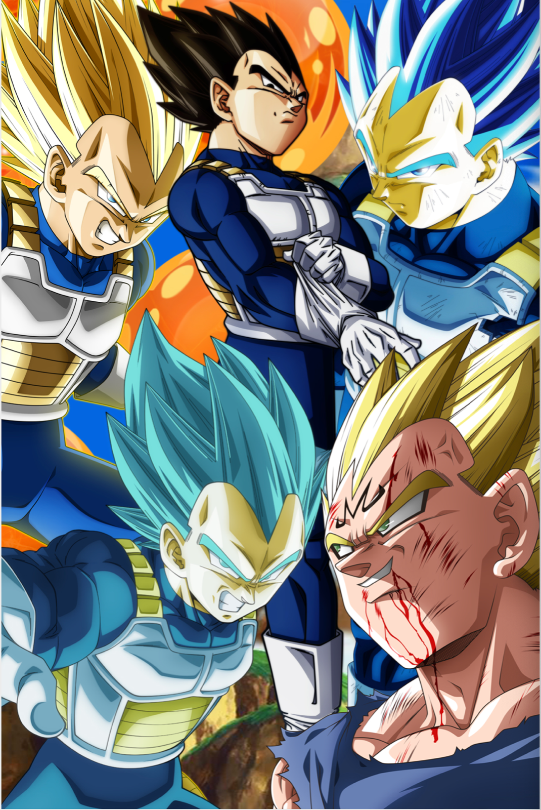 Dragon Ball Poster Vegeta ssj2 Shen Long Dragon Balls 12inx18in Free  Shipping