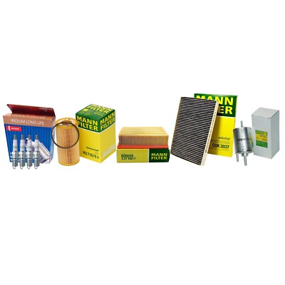 Mann Engine Cabin Air Oil Fuel Filters & 4 Denso Iridium Long Life Spark Plugs