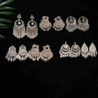 Personality retro pure handmade filigree Miao silver leaf fringe earring 1pair