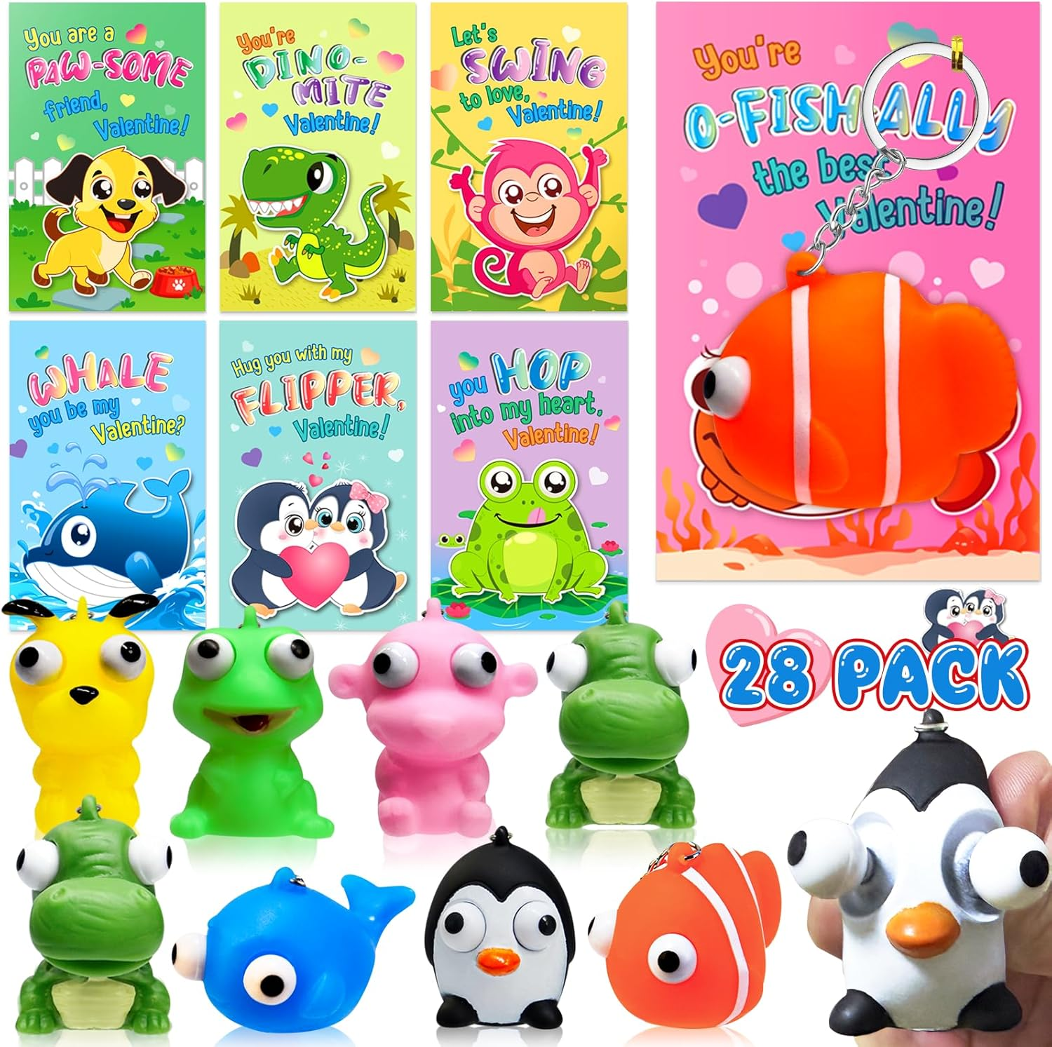 28-Pack Valentine's Cards for Kids with Poppi – Fun & Festive Classroom Gifts