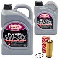 MotoröL Set SAE 5W-30 Plus Meguin 6 Liter + ÖLfilter FüR Mercedes C-Klasse CL203