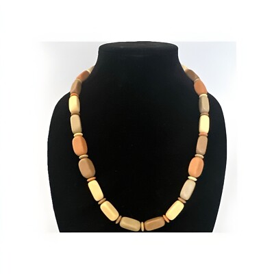 Vintage 1985 Napier Earthtones 30  Necklace Lisa Bertolli Resin Bead 