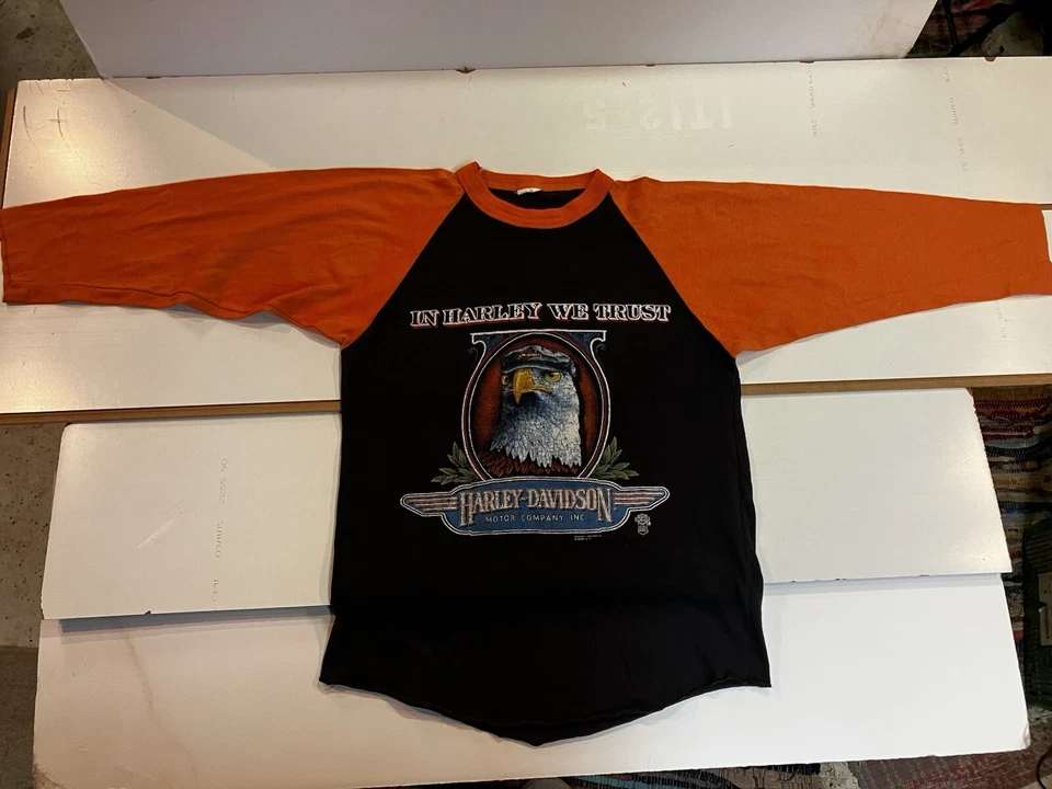 70-е подлинные очень редкие винтажные Harley Davidson джерси стиль, 3-D эмблема футболка  - Изображение 4 из 4
