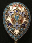 NICE RUSSIAN IMPERIAL SILVER 84 CLOISONNE ENAMEL SPOON I.SALTUKOV ANTIQUE RUSSIA
