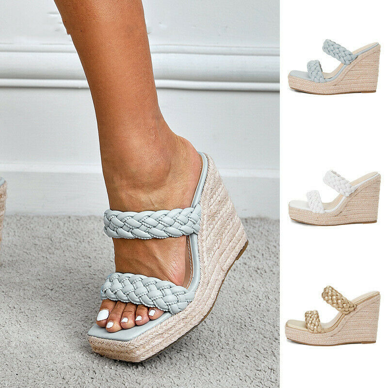 PANTOFOLA D’ORO Scarpe slip on donna estate plateau punta quadrata zeppa tacco alto sandali