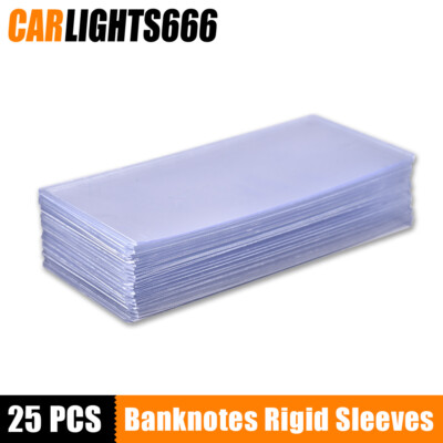 25 Banknotes Rigid Sleeves For Modern Size US Currency Notes Topload Holders New