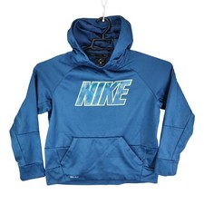Boys Nike Dri-Fit Blue Pullover Hoodie Sweatshirt Long Sleeve 100 Polyester L