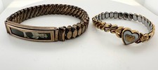 Lot Of 2 Vintage Gold Filled Sweetheart Photo & Heart Expansion Bracelets