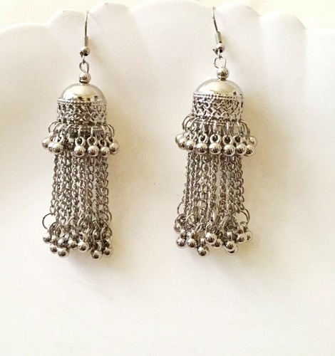 Boucles D'oreilles Orientales Bollywood Tamil Nadu - Crochets Argent 925 - Neuf Avec étiquettes