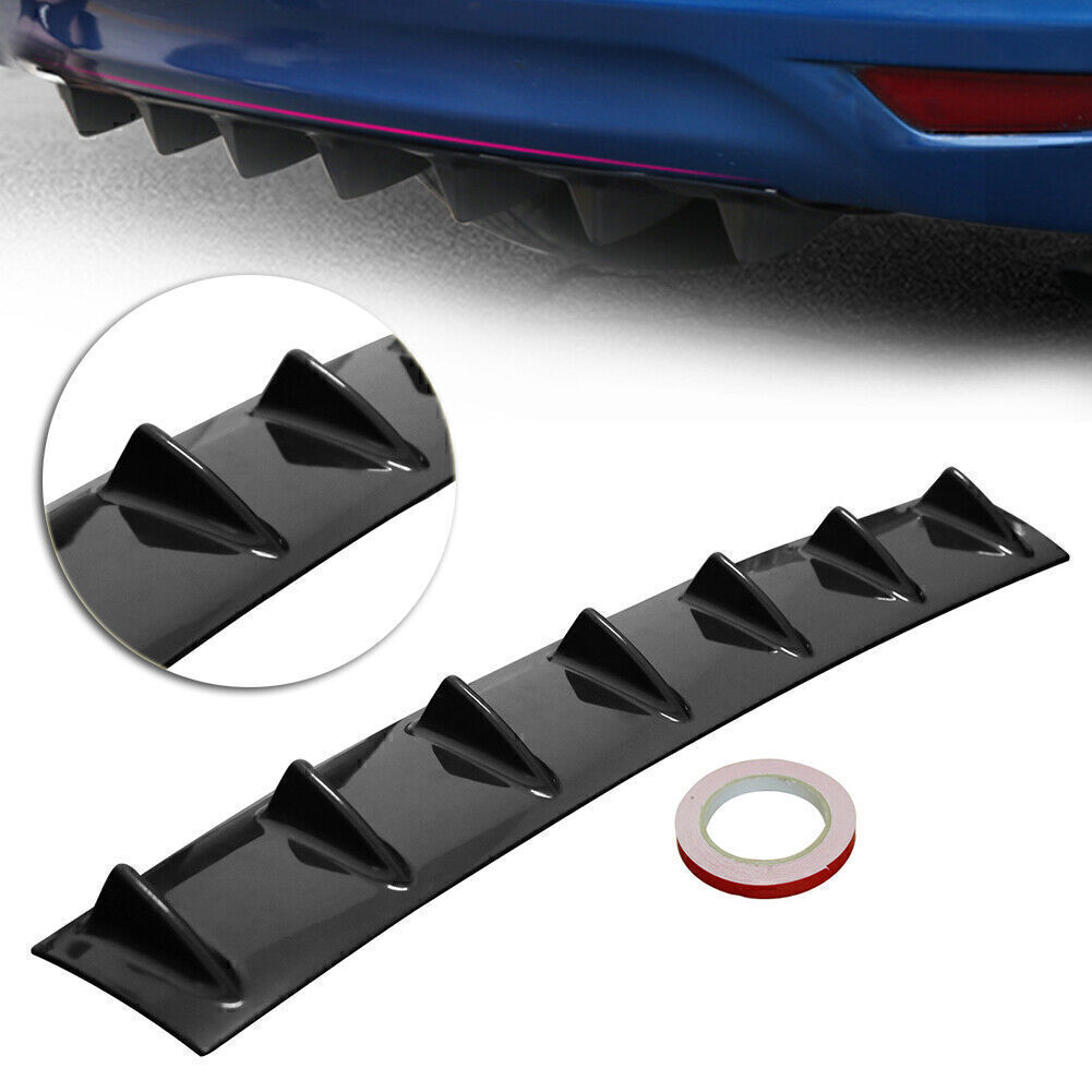 Universal ABS Gloss Black Car Rear Shark Fin Diffuser with 7-Wing Lip for Bumper