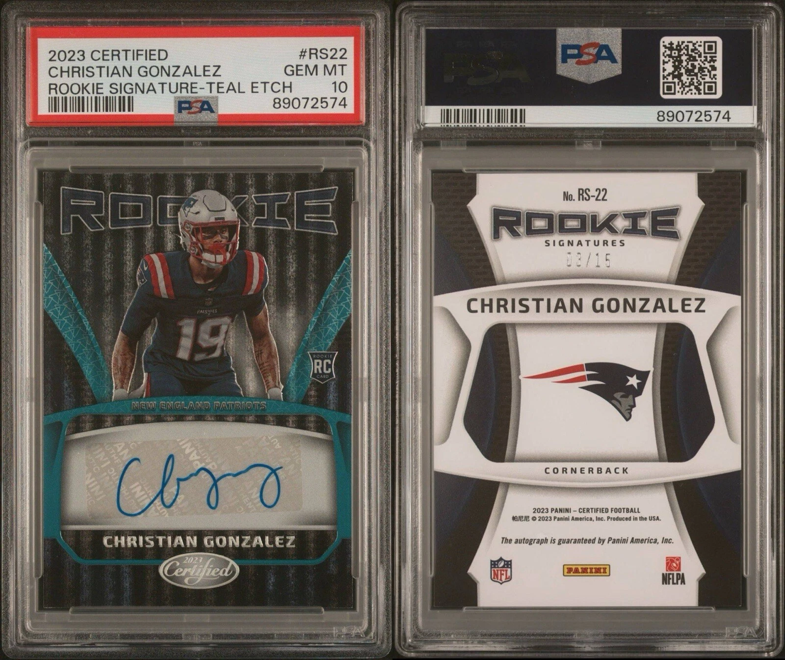 Christian Gonzalez Panini Certified Rookie Signatures #RS22 Teal Etch
