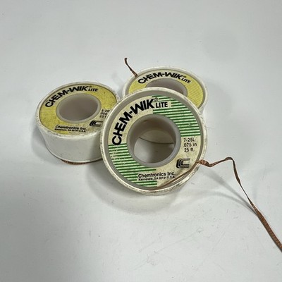 Chemtronics Chem-Wik Lite Desoldering Braid Copper .075 and .05 lot of 3 Partial