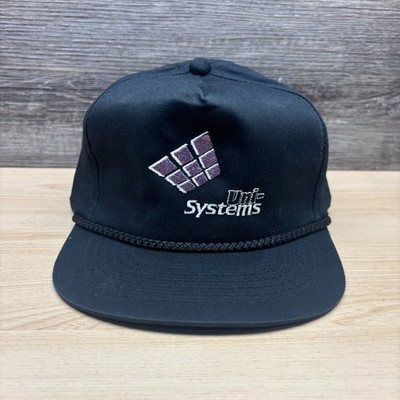 Vintage Uni-Systems Hat Cap Snap Back Black Rope Kinetic Architecture Stadium