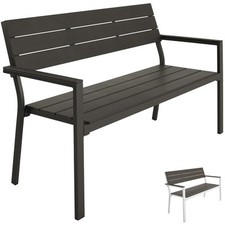 Gartenbank Metall 2 Sitzer Alu Sitzbank Parkbank Garten Gartenmöbel Holz Optik