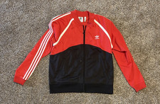 adidas Originals Full Zip Colorblock Track Jacket Red Black White Men  s M