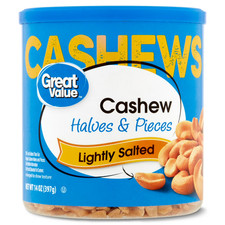 Great Value Lightly Salted Cashew Halves & Pieces, 14 oz New Free Shipping
