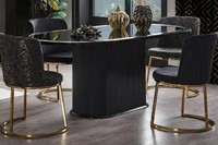 Modernes Esszimmer Set Mit Esstisch Und 4 StüHlen In Schwarz Und Gold
