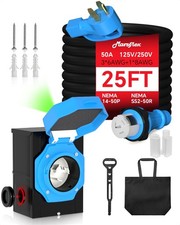 50 Amp Power Inlet Box and 25FT Generator Cord, NEMA 14-50P / SS2-50R,ETL Liste