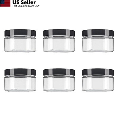 Cosmetic Cream Lotion Bottles Empty 8oz PET Plastic Containers 6-Pack Lid USA
