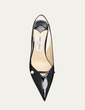 Jimmy Choo Women's Black Amita 85 Black Patent Nappa Leather Slingbacks Size 37