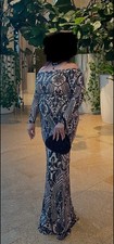 WINDSOR XL Formal Dress Sheer Black Nude Sequined Mesh Lined Sparkle Maxi