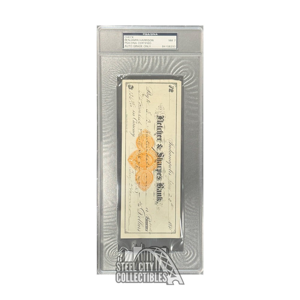 Benjamin Harrison Autographed Signed Check - PSA/DNA 7 NM (July 20th) 