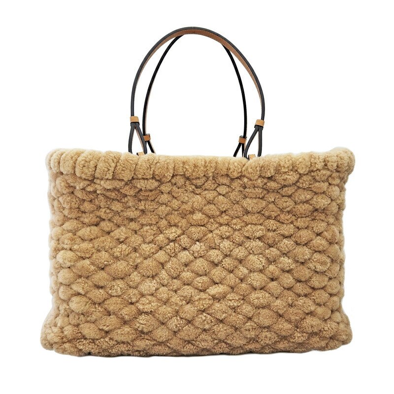 LOEWE Basket Tote Bag Anagram Beige Camel 16.9 x 10.6 inch Unused Authentic image 2