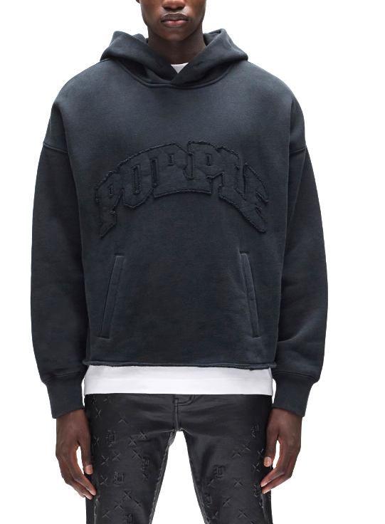Purple Brand mens Black Heavyweight logo Hoodie - size Large - retail $380