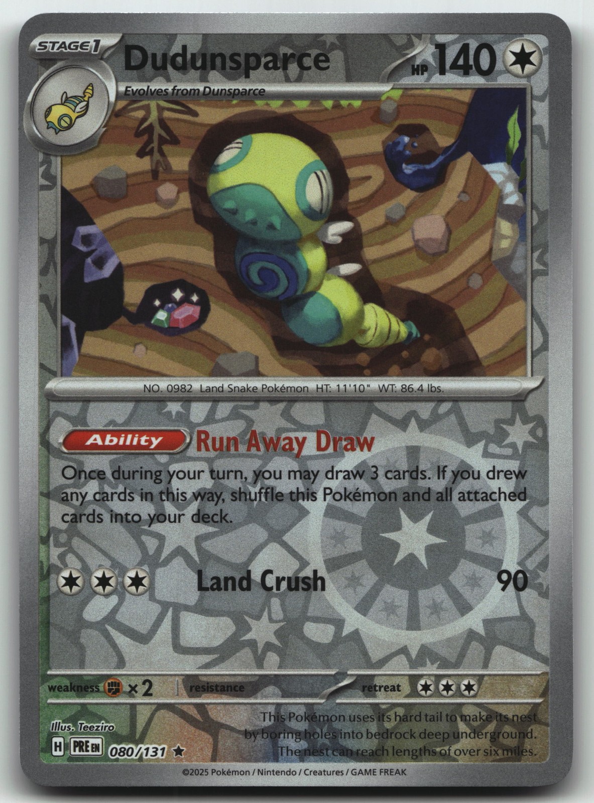 Dudunsparce foil Rare SV: Prismatic Evolutions 080/131 NM