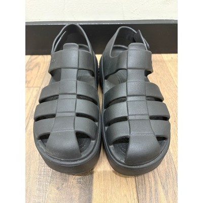Crocs Brooklyn Fisherman Sandals Black Platform Caged Strappy Womens 8 209381