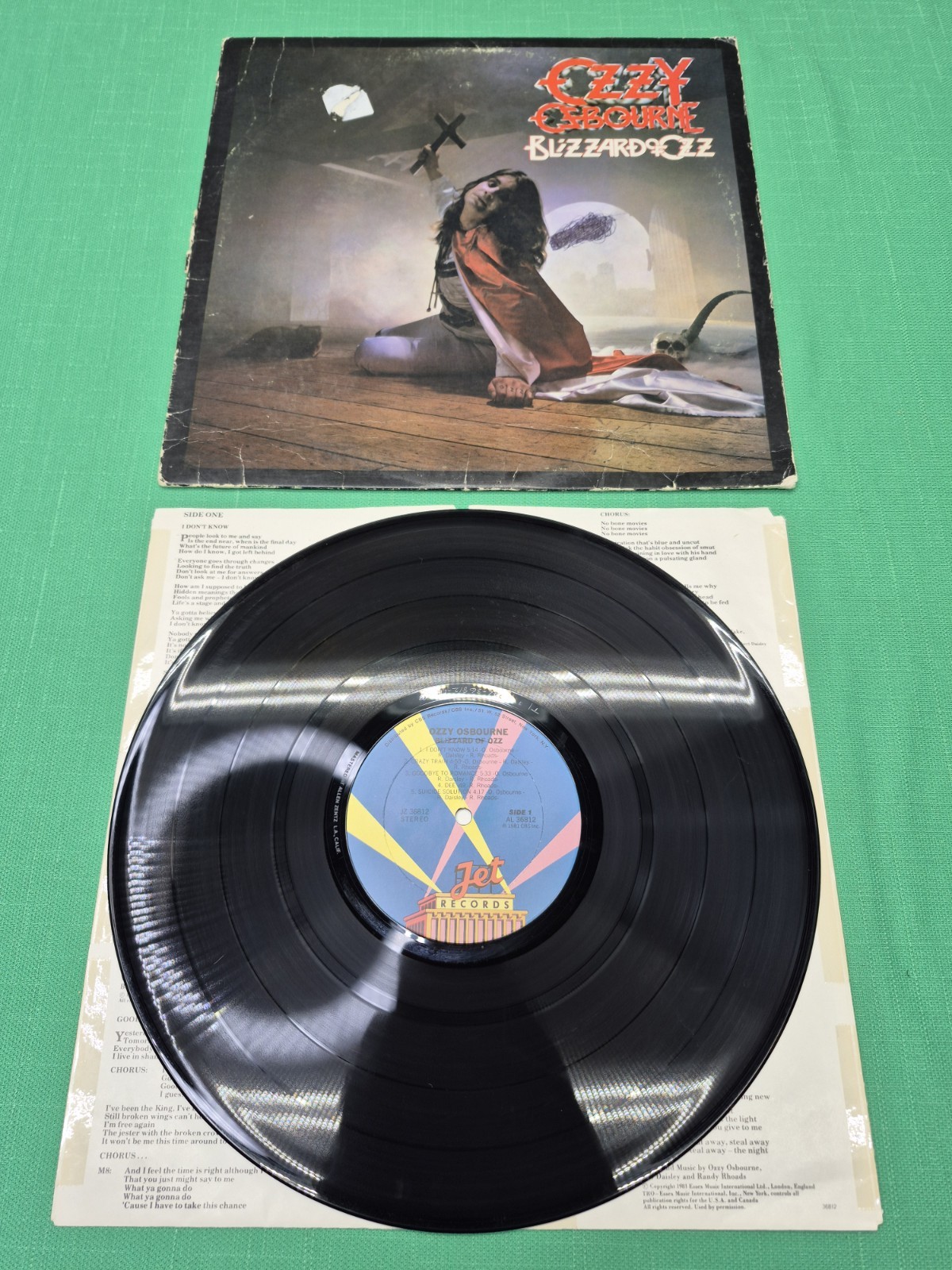 OZZY OSBOURNE Blizzard of Ozz 1981 Original JZ36812 Vinyl LP JET Records