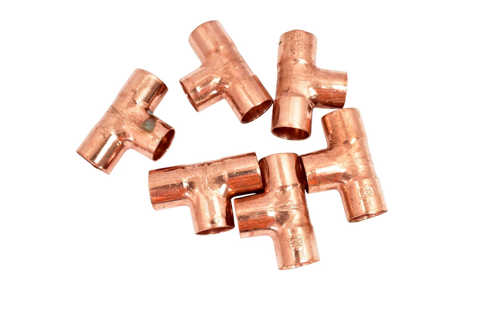Mueller Lot Of 6 Copper 90 Degree Tee Sweat Plumbing Fittings CxC Solder Joints