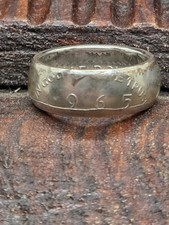 Vtg 1965 Custom Coin Ring Kennedy Half Dollar 40 Silver Smooth Sz 6.5 7.7g