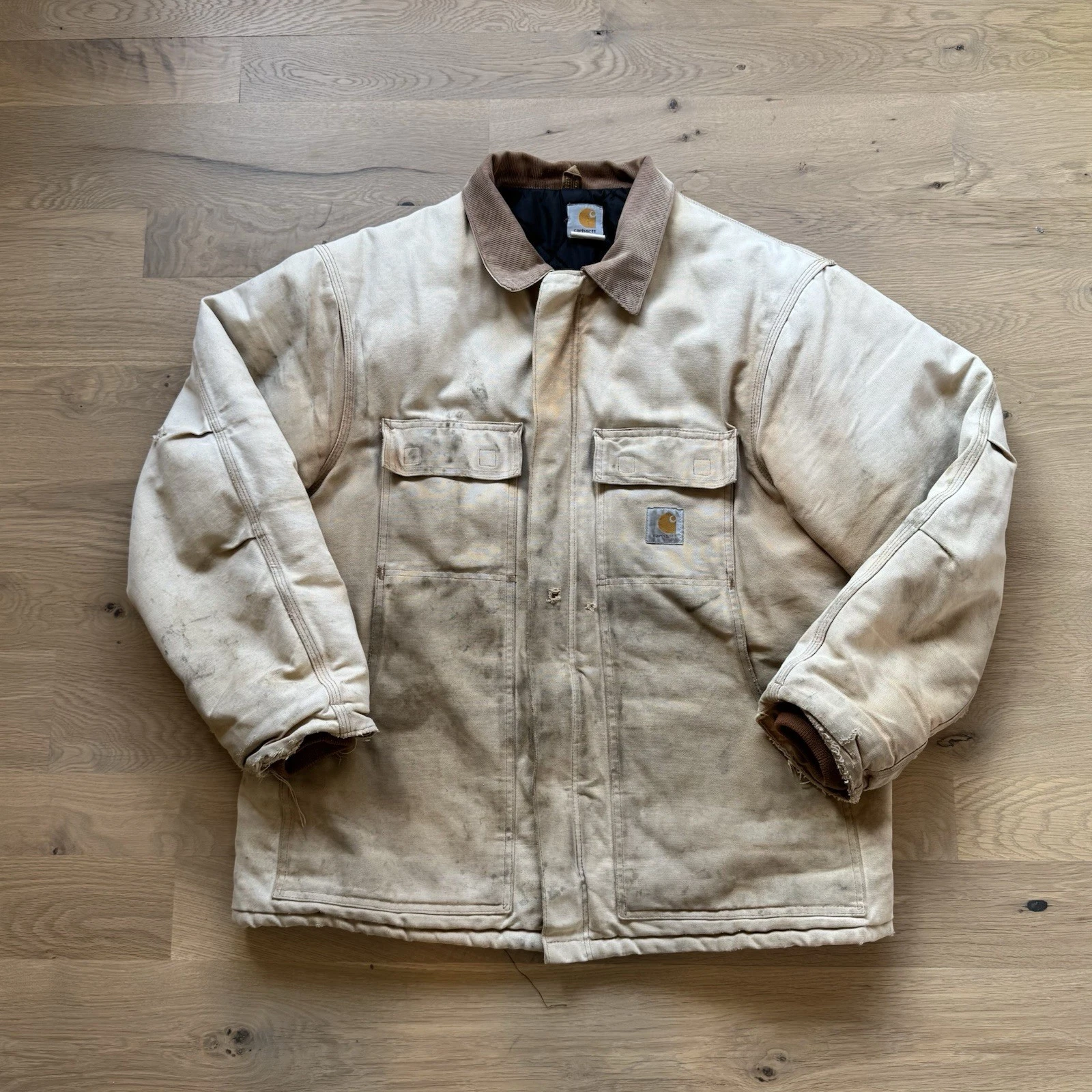 Vtg Carhartt Jacket Coat Barn Arctic Traditional Lined Sz 50 2XL Distressed