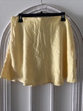 NEW- Wild Fable Yellow High-Low A-Line Satin Mini Skirt Pull On Size Large