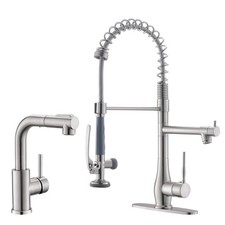 GIMILI Bar Faucet and Commercial Kitchen Faucet Brushed Nickel