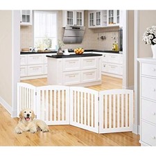 Wooden Freestanding Foldable Pet Gate for Dogs 24 inch 4 Panels Step Over Fence