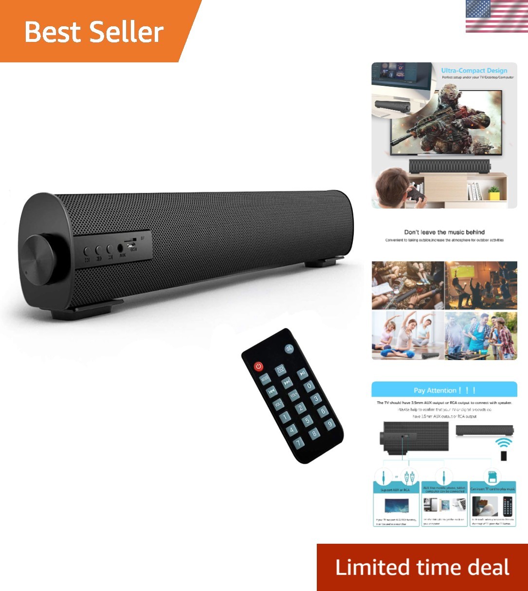 Bar For Tv/pc, Outdoor/indoor Wired & Wireless Bluetooth 5.0