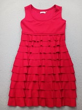 Calvin Klein Women's Fit & Flare Knee Length 6 Red Solid Sleeveless Stylish