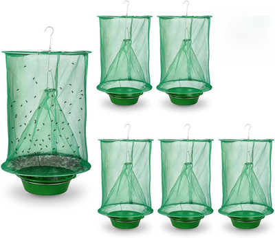 6 Pack Ranch Fly Trap Hanging, Fly Traps Outdoor Fly Catcher Killer Hunter Cage