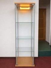 Glass Display Cabinet Freestanding Modern Metal Frame Glass Door 3 shelf’s