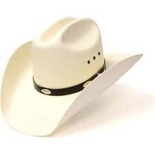 WESTERN EXPRESS Natural Straw Western Cattleman Hat with Silver Concho Hat Band