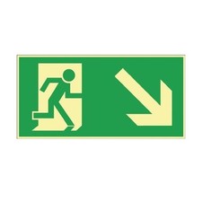 10 Stk. Rettungszeichen BGV A8 L297xB148mm Rettungsweg re.abwärts Ku. Noname