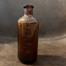 Vintage Amber Glass Apothecary Bottle 6.5 " Tall 2.5" Inches Wide