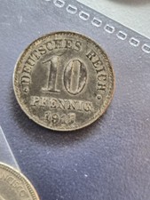 1917 German Empire 10 Pfennig Coin | Deutsches Reich | Wilhelm II | 1916 - 1922