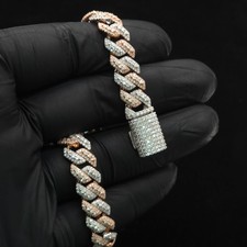 8MM 8” Moissanite Cuban Link Bracelet – 4.59CT – VS D Color