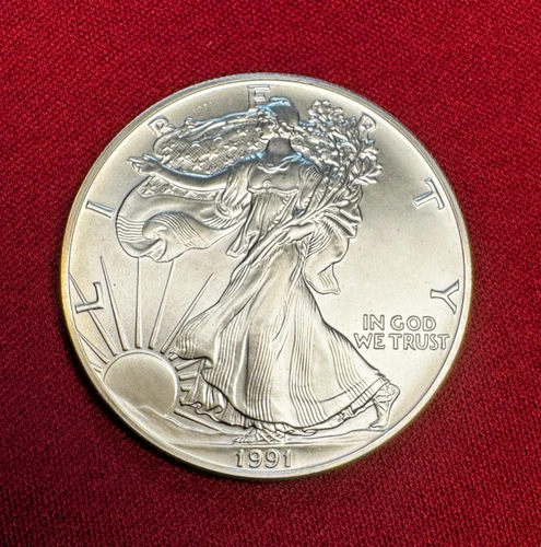 1991 American Silver Eagle 1 Troy Oz. .999 Fine One Dollar BU Uncirculated Coin