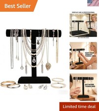 Jewelry Stand Display 1 Tier, Black Velvet T-Bar Bracelet Watch Bangle Neckla...