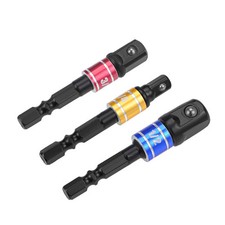 Impact Grade Socket Adapter Set Hex Shank 1/4-Inch 3/8-Inch 1/2-Inch Black 3 Pcs