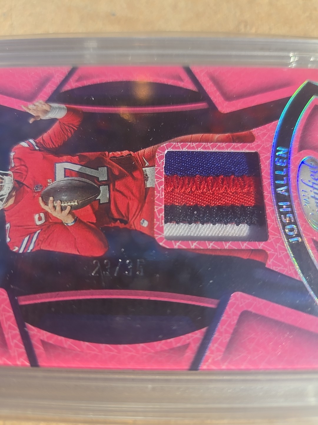 2023 Panini Certified Materials Mirror JOSH ALLEN #MMPE-2 Pink Etch 23/35 PSA8 view 3